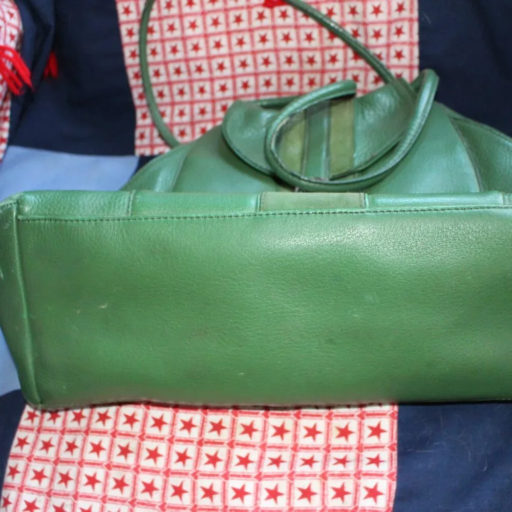 Vintage Cole Haan Green Leather Handbag Villager H04 Beautiful - Picture 3 of 9